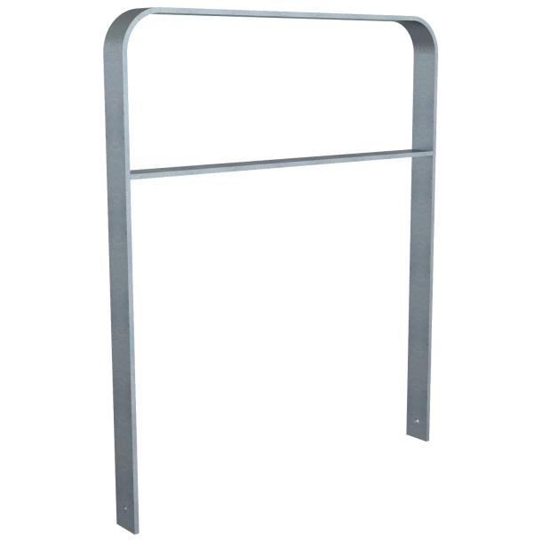 Lean-on hoop made of flat bar steel | bent, 80 x 12 mm | in curved design | with cross bar | total width: 1000 mm | hot-dip galvanized